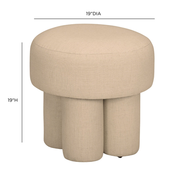 Masha Yellow Gingham Performance Linen Accent Stool