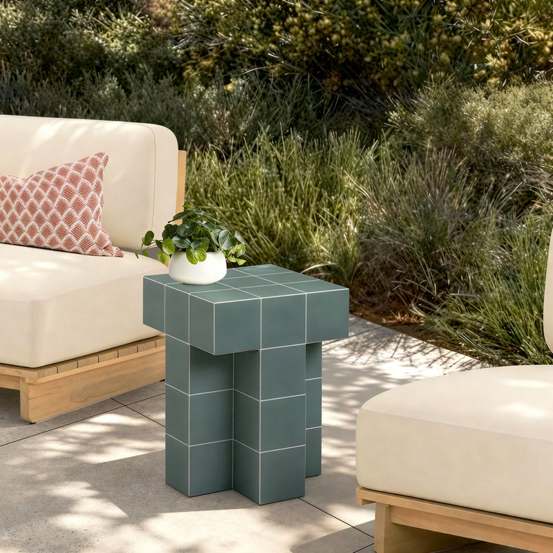 Alma Tile Concrete Indoor/Outdoor Side Table - Green