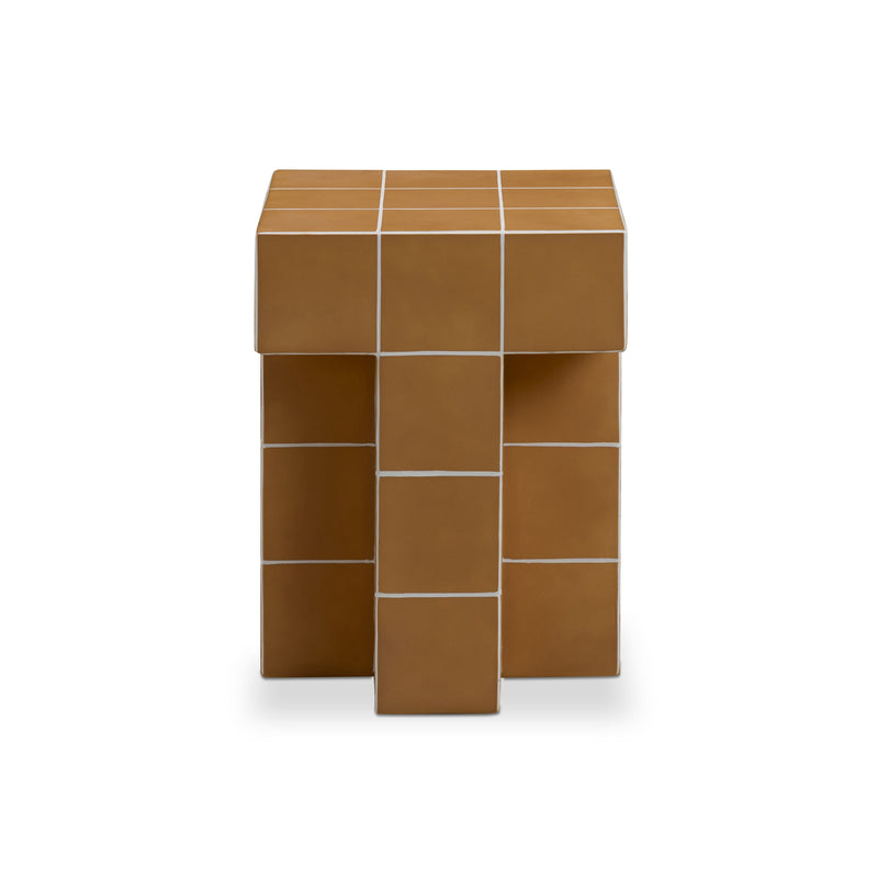Alma Tile Concrete Indoor/Outdoor Side Table - Orange