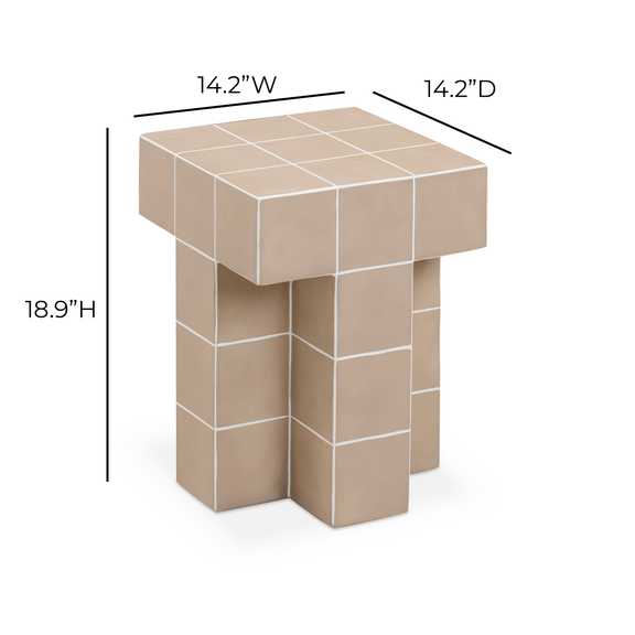 Alma Tile Concrete Indoor/Outdoor Side Table - Taupe