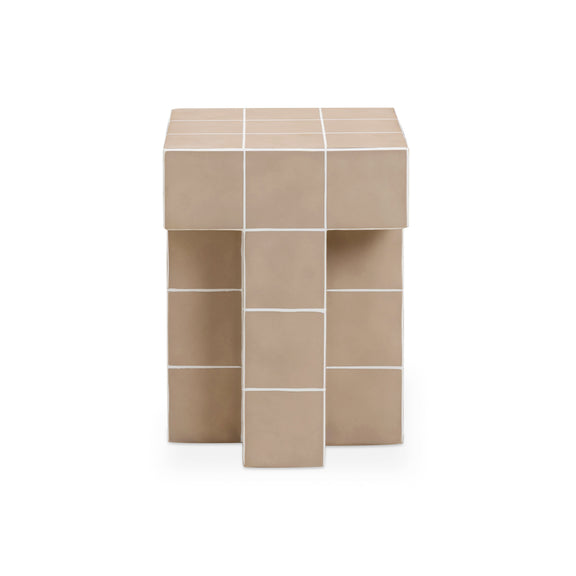 Alma Tile Concrete Indoor/Outdoor Side Table - Taupe