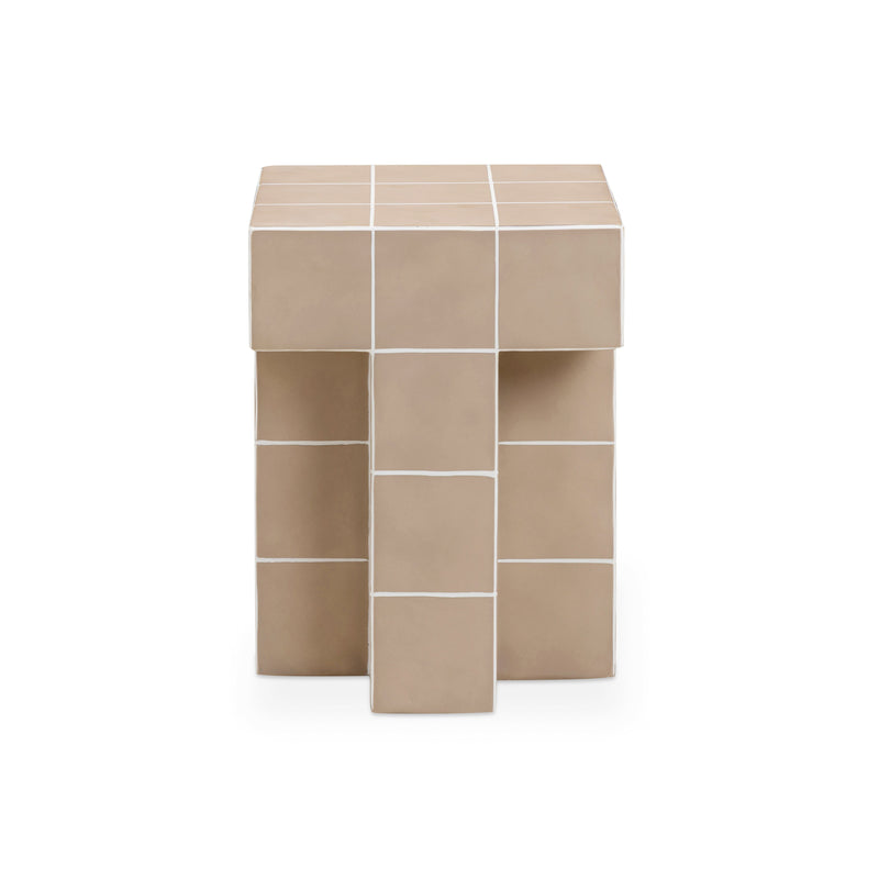 Alma Tile Concrete Indoor/Outdoor Side Table - Taupe