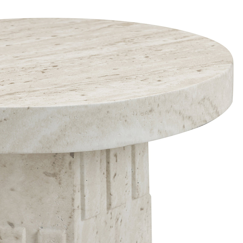 Asta Faux Travertine Indoor/Outdoor Concrete Side Table