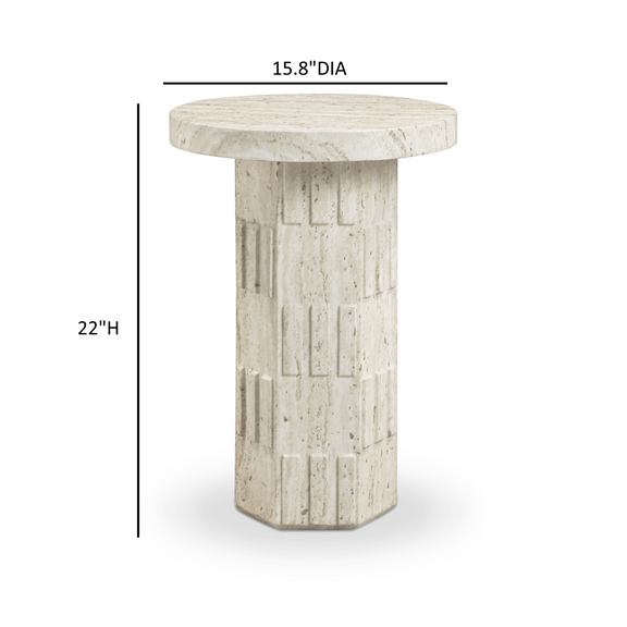 Asta Faux Travertine Indoor/Outdoor Concrete Side Table