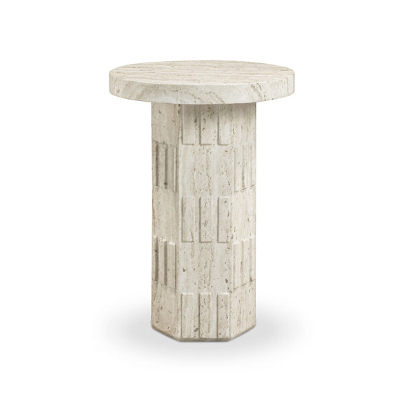 Asta Faux Travertine Indoor/Outdoor Concrete Side Table