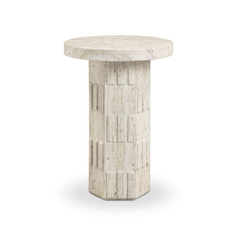 Asta Faux Travertine Indoor/Outdoor Concrete Side Table
