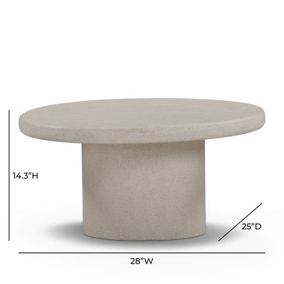 Jade Concrete Indoor/Outdoor Coffee Table (28"-34") - Cream / Medium