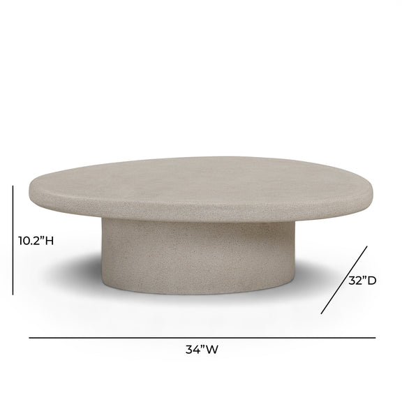 Jade Concrete Indoor/Outdoor Coffee Table (28"-34") - Cream / Large