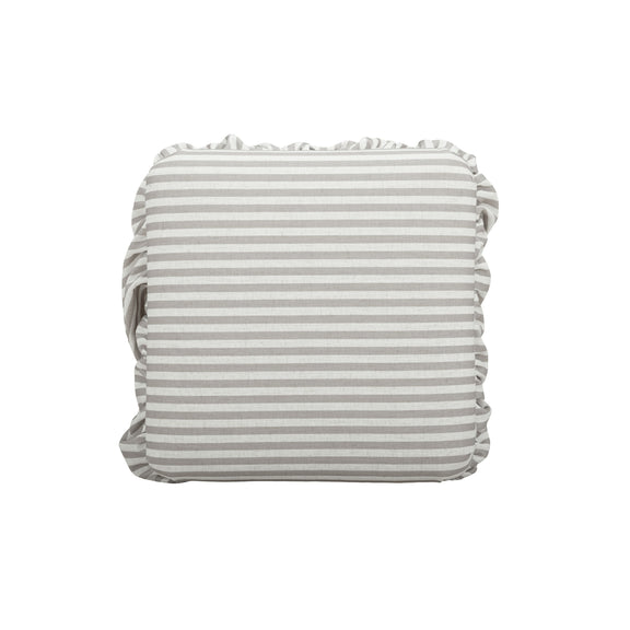 Gertrude Striped Performance Linen Skirted Ottoman - Khaki