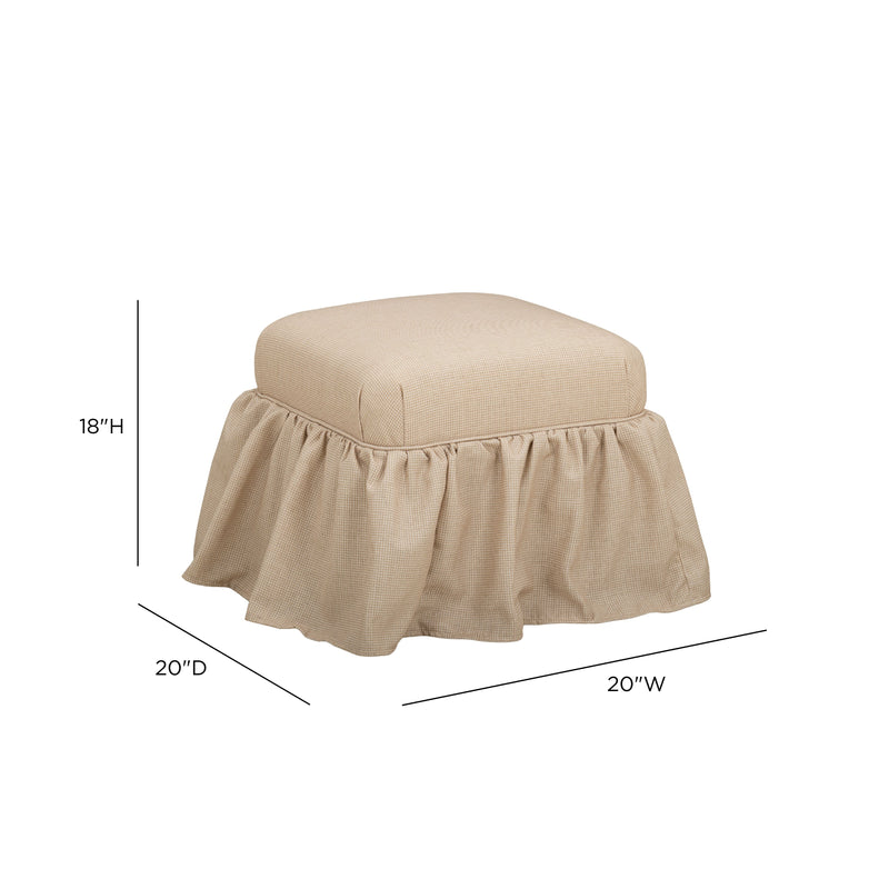 Gertrude Yellow Gingham Performance Linen Skirted Ottoman