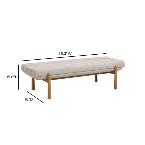 Julianna 56" Textured Performance Fabric Bench - Cream