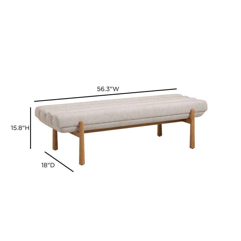 Julianna 56" Textured Performance Fabric Bench - Cream