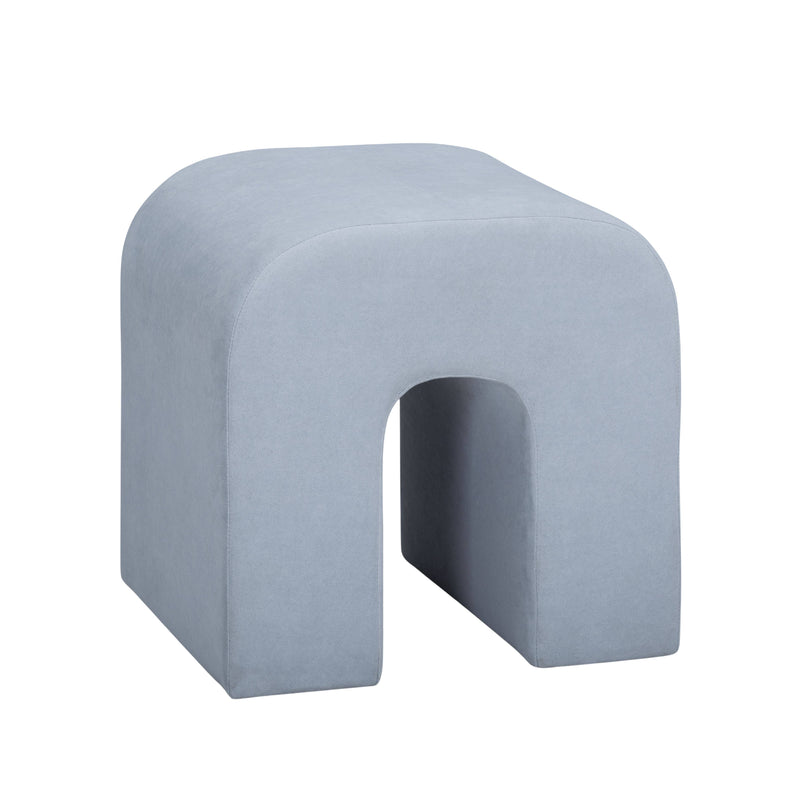 Desi Performance Velvet Ottoman - Light Blue