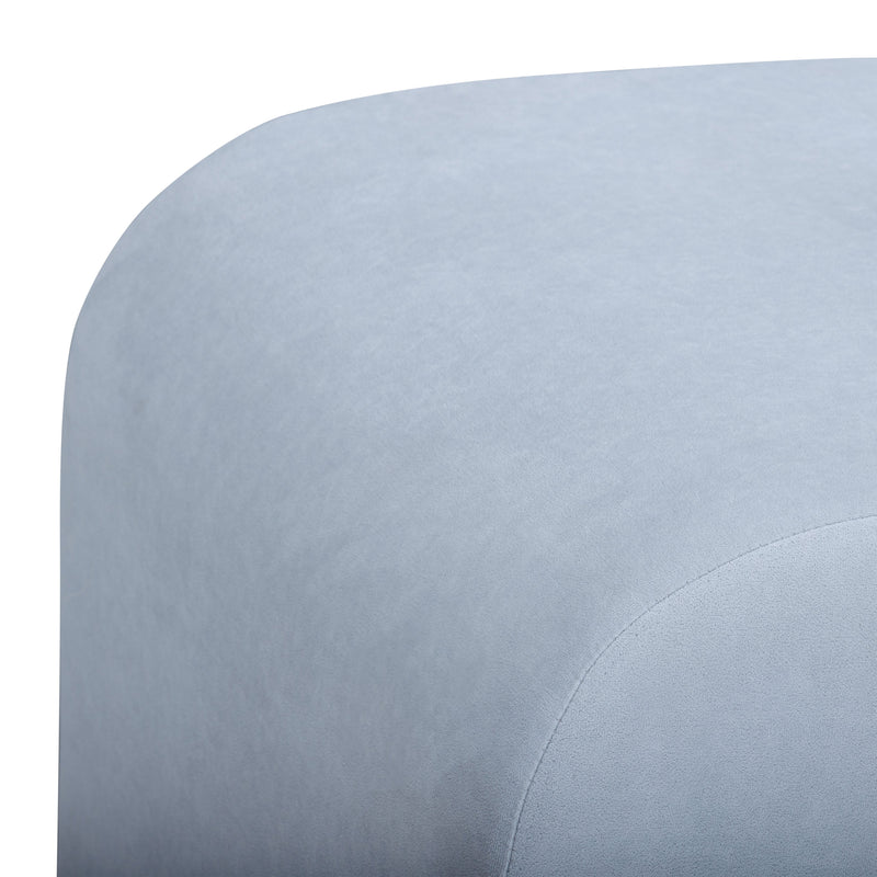 Desi Performance Velvet Ottoman - Light Blue