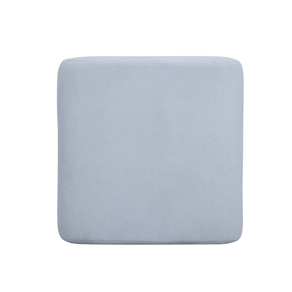 Desi Performance Velvet Ottoman - Light Blue