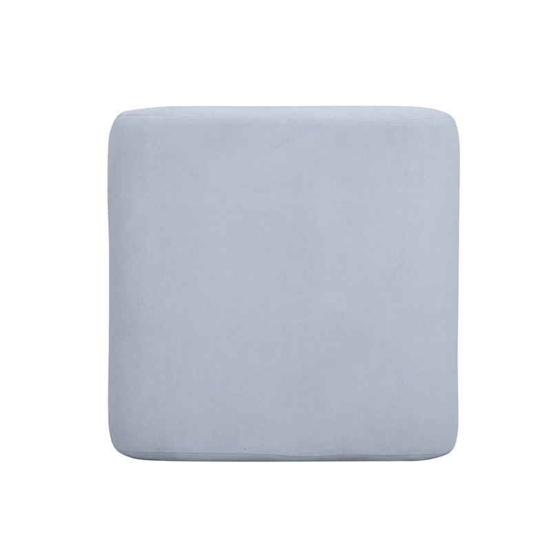 Desi Performance Velvet Ottoman - Light Blue