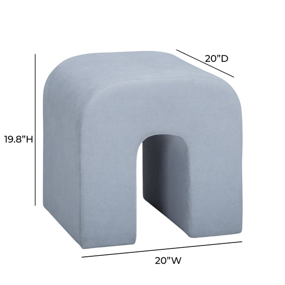 Desi Performance Velvet Ottoman - Light Blue
