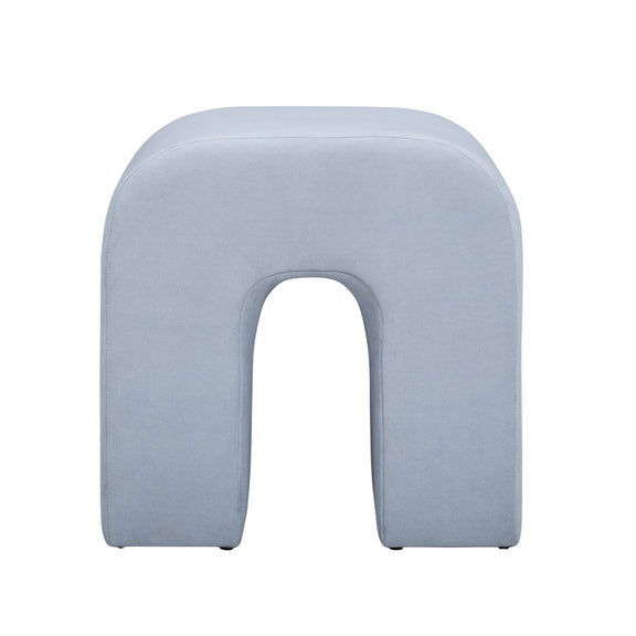 Desi Performance Velvet Ottoman - Light Blue