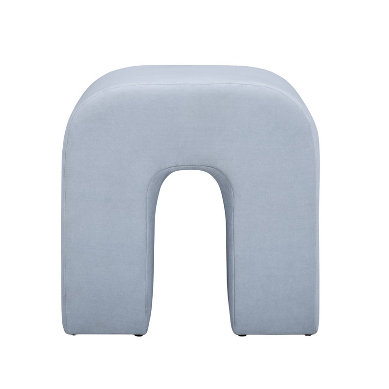Desi Performance Velvet Ottoman - Light Blue
