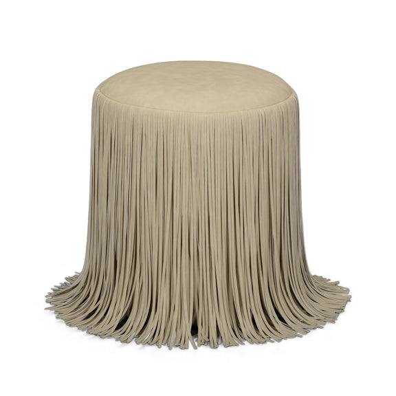 Shag Me Performance Vegan Leather Ottoman - Tan