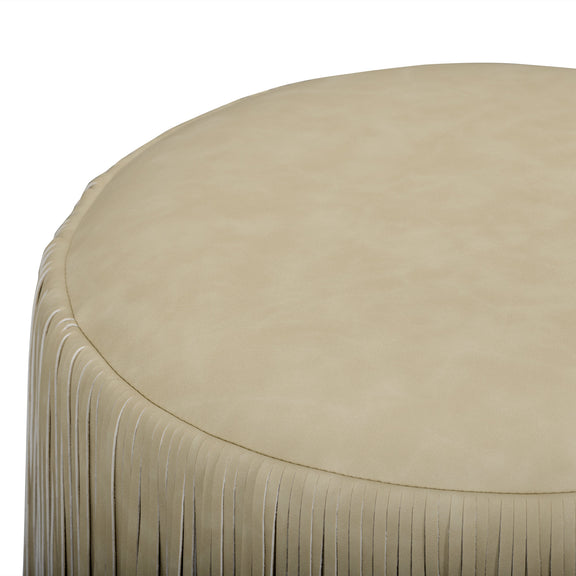 Shag Me Performance Vegan Leather Ottoman - Tan