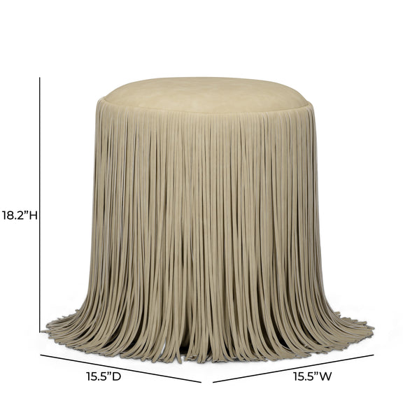Shag Me Performance Vegan Leather Ottoman - Tan
