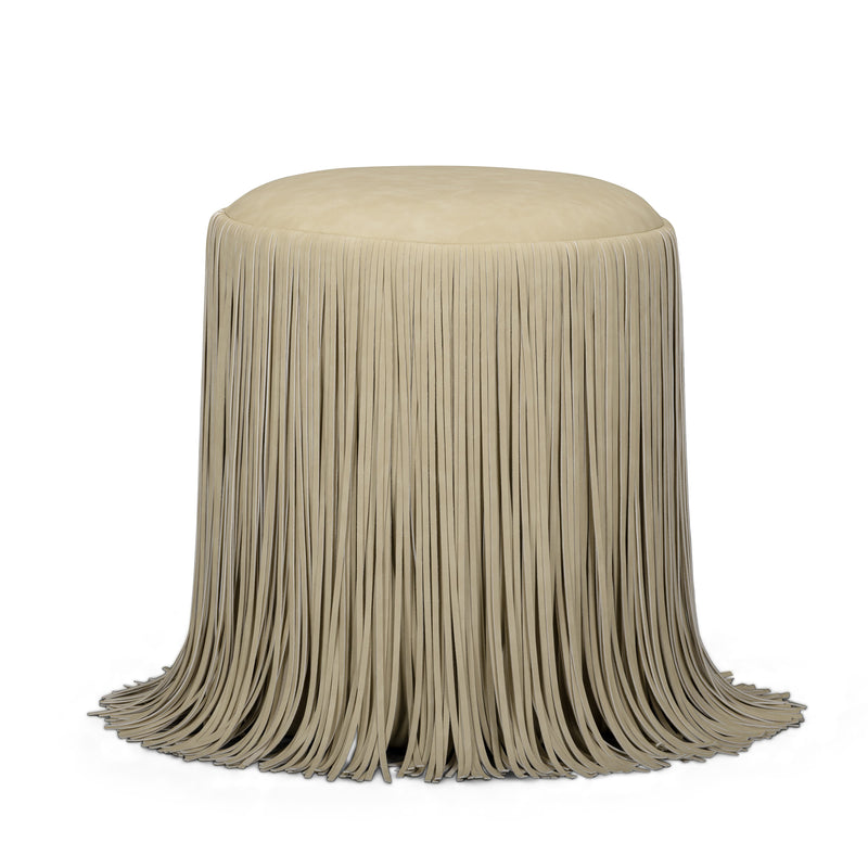 Shag Me Performance Vegan Leather Ottoman - Tan