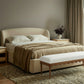 Oodle 56.5" Performance Vegan Mohair Bench - Cream / Walnut