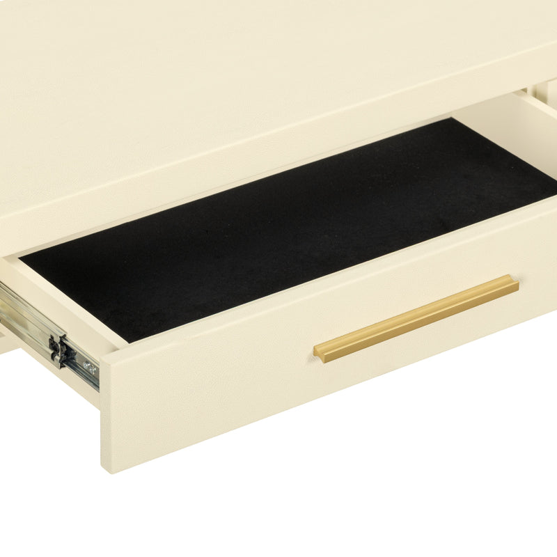 Dani 54" Cream Faux Shagreen 2-Drawer Console Table