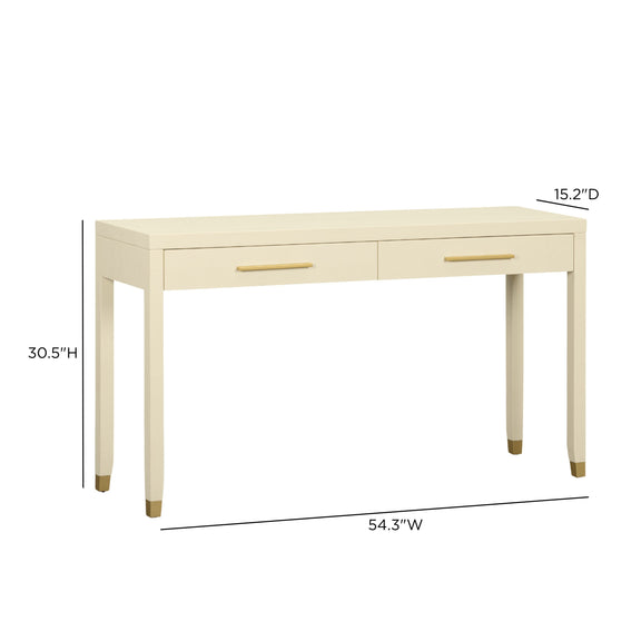 Dani 54" Cream Faux Shagreen 2-Drawer Console Table