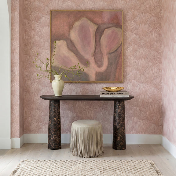 Braya 50" Faux Emperador Marble Console Table