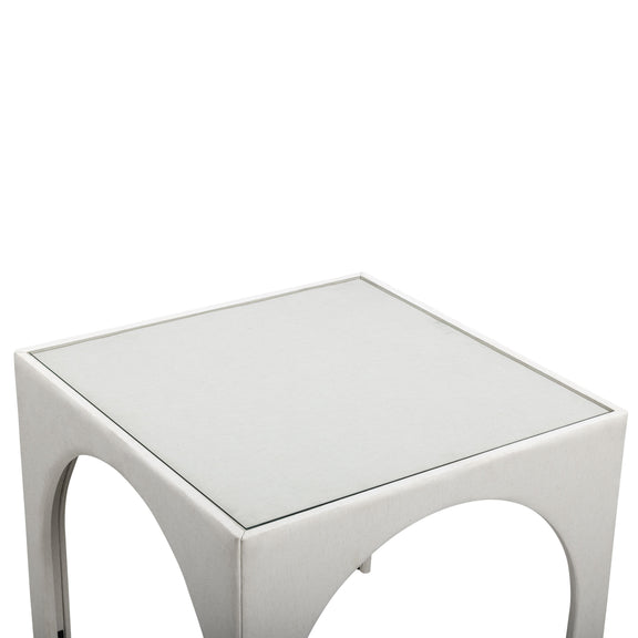 Tomlin Performance Chenille Game Table and Two Ottomans Set - Cream