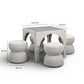 Tomlin Performance Chenille Game Table and Two Ottomans Set - Cream