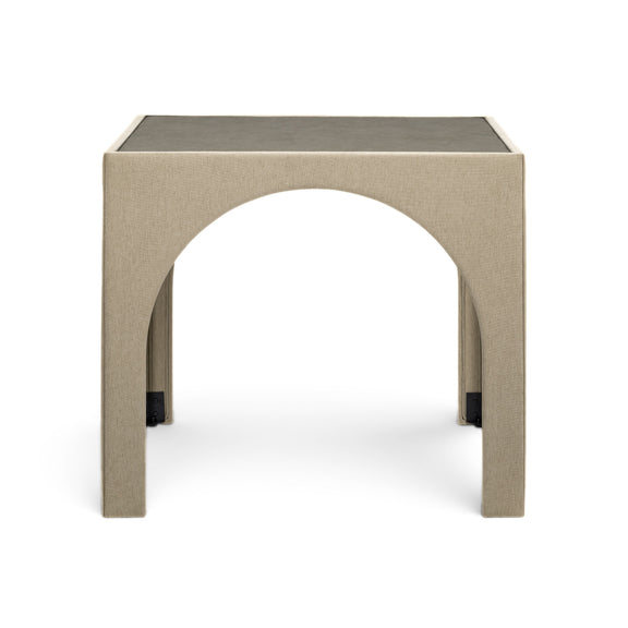 Tomlin Performance Chenille Game Table and Two Ottomans Set - Tan