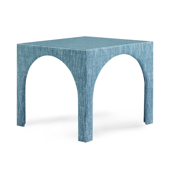 Tomlin Performance Chenille Game Table and Two Ottomans Set - Teal