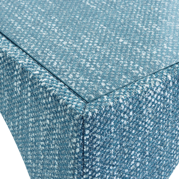 Tomlin Performance Chenille Game Table and Two Ottomans Set - Teal