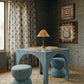 Tomlin Performance Chenille Game Table and Two Ottomans Set - Teal