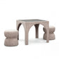 Tomlin Performance Chenille Game Table and Two Ottomans Set - Beige