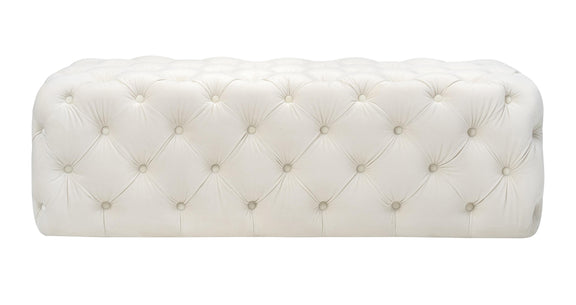 Kaylee Cream Velvet Ottoman