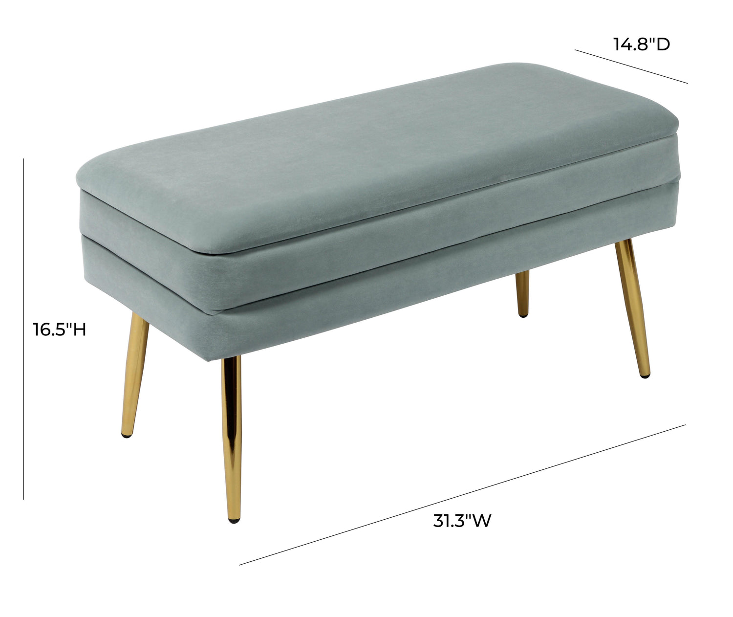 Ziva Sea Blue Velvet Storage Bench