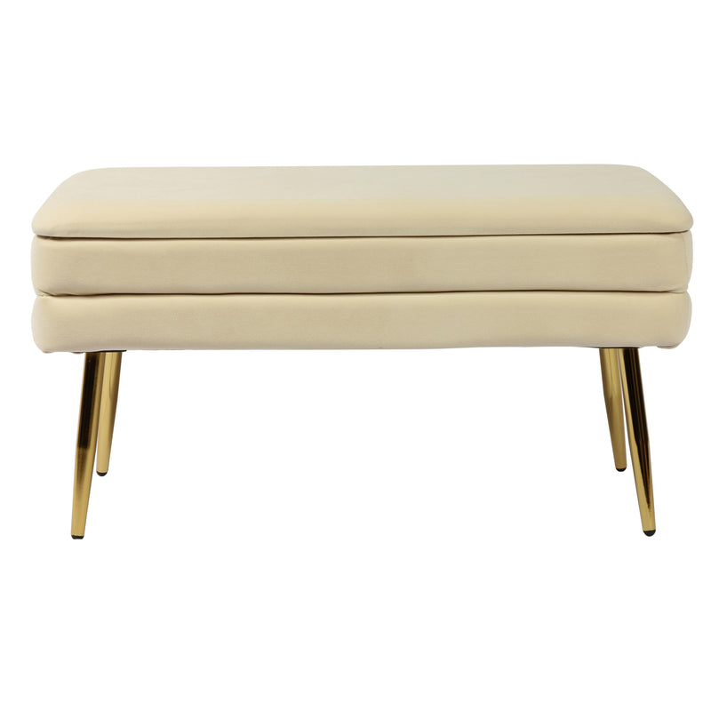 Ziva Cream Velvet Storage Bench