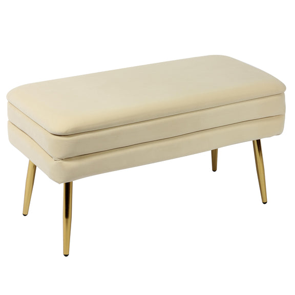 Ziva Cream Velvet Storage Bench