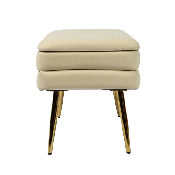 Ziva Cream Velvet Storage Bench