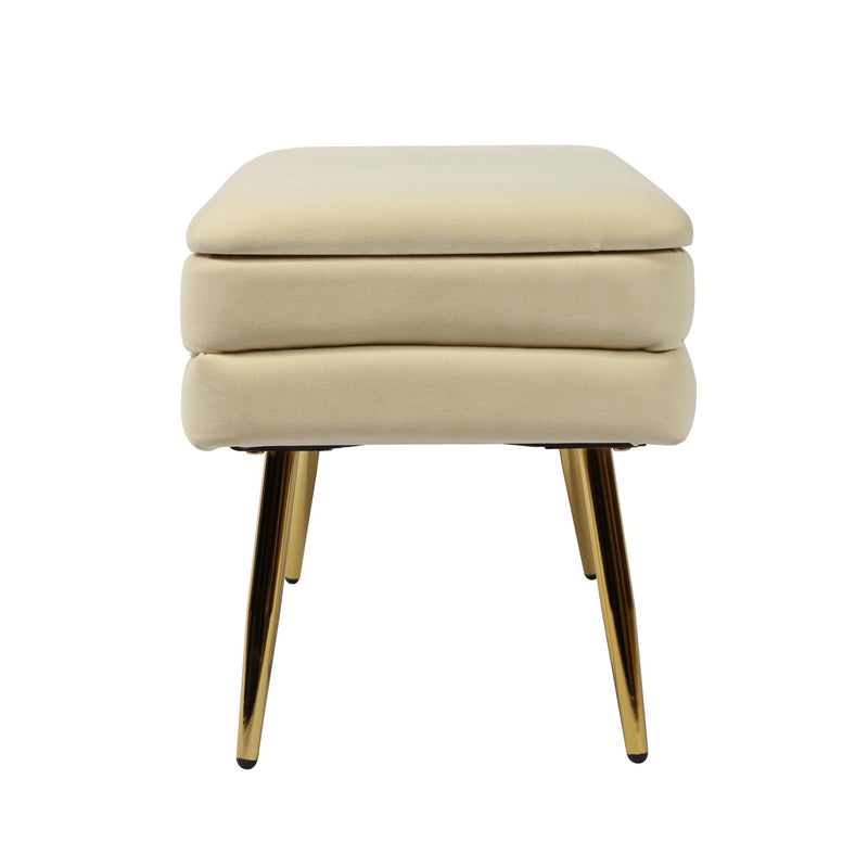 Ziva Cream Velvet Storage Bench