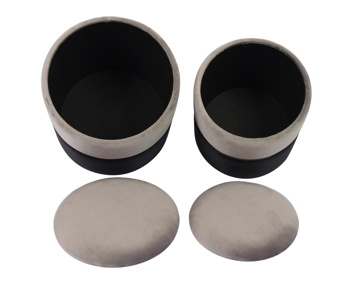 Gigi Grey Velvet Storage Ottomans - Set of 2