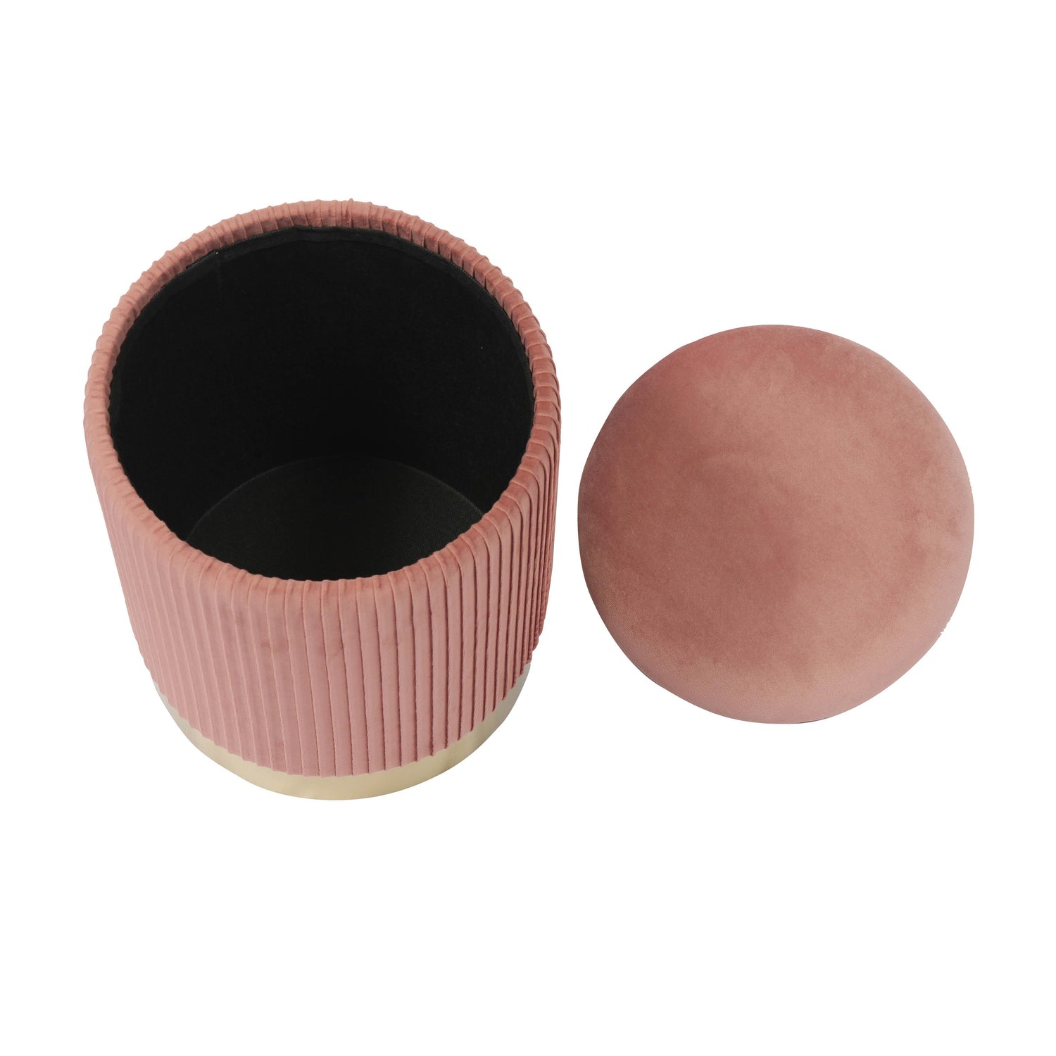 Zoe Blush Velvet Storage Ottoman