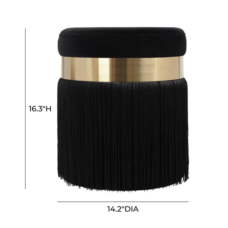 Melody Black Tasseled Ottoman