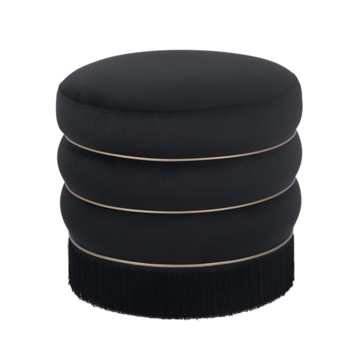 Lakka Black Velvet Ottoman