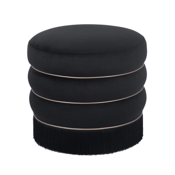 Lakka Black Velvet Ottoman