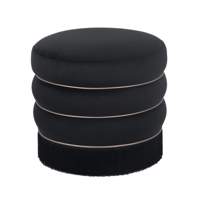 Lakka Black Velvet Ottoman